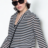 WTF | Freya Siyah-Beyaz Çizgil Bluz
