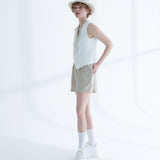 Sasha Yan Şeritli Keten Şort