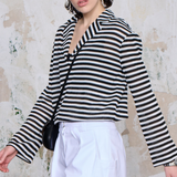 Freya Siyah-Beyaz Çizgil Bluz