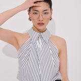 Moyestro Çizgili Pileli Gömlek %100 Organik Koton