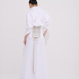 Lia Gömlek Elbise Korse Detaylı, %100 Organik Koton