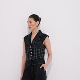 Paloma Nakışlı Korse Detaylı, %100 Keten Yelek