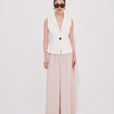 Ivory Yelek  %100 Keten Punto Dikiş Detaylı