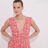 Harlow Elbise Sarı Küçük Çiçek Desenli