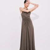 Neutral Edit Dökümlü Uzun Elbise