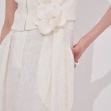 Ivory Bluz Korseli, %100 Keten Aplikasyonlu