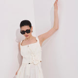 Ivory Bluz Korseli, %100 Keten Aplikasyonlu