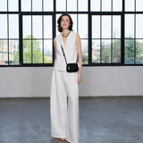 Ivory Yelek  %100 Keten Punto Dikiş Detaylı