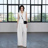 Ivory Yelek  %100 Keten Punto Dikiş Detaylı