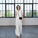 Ivory Pantolon %100 Keten Punto Dikiş Detaylı