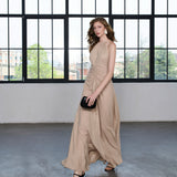 Neutral Edit Dökümlü Uzun Elbise