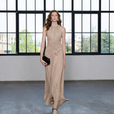 Neutral Edit Dökümlü Uzun Elbise