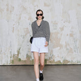 Freya Siyah-Beyaz Çizgil Bluz