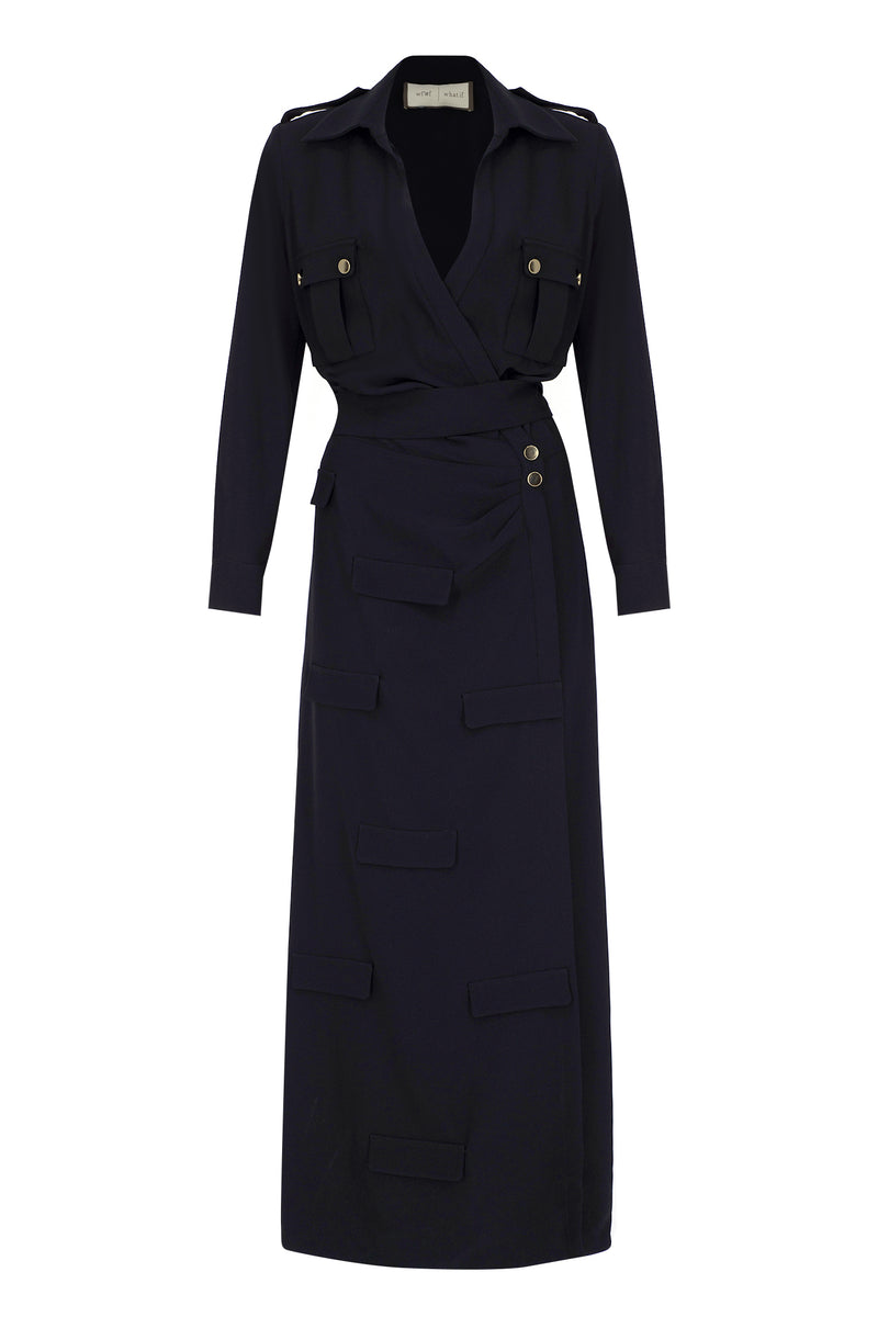 Inigma Yırtmaçlı Kargo Cep Elbisesi