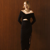 Bellana Omuz Açık Elbise