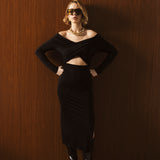 Bellana Omuz Açık Elbise