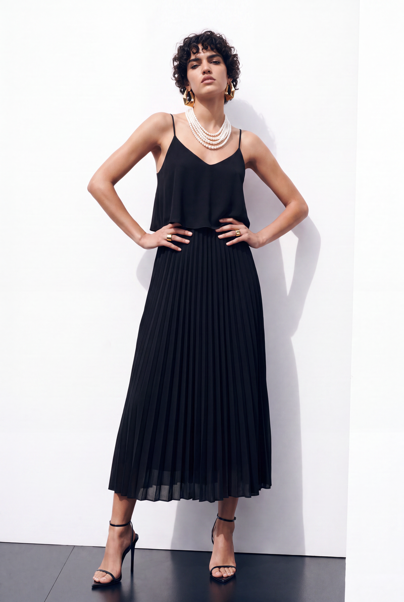 Mona Plise Midi Elbise