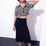 Vichy Patterned Crop Jacket