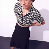 Vichy Patterned Crop Jacket